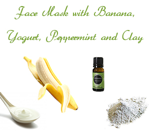 Homemade Face Mask for Oily Skin with Banana, Yogurt, Peppermint Essential Oil and Clay