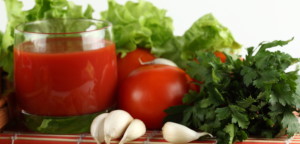 Weight Loss Smoothie with Tomato, Celery, Garlic and Basil