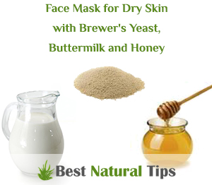 Homemade Face Mask for Dry Skin with Brewer's Yeast, Buttermilk and Honey