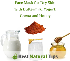 Homemade Face Mask for Dry Skin with Buttermilk, Yogurt, Cocoa and Honey