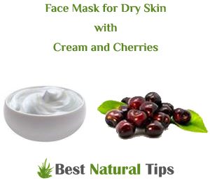 Homemade Face Mask for Dry Skin with Cream and Cherries