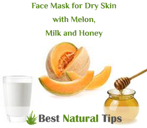 Homemade Face Mask for Dry Skin with Melon, Milk and Honey