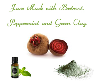 Homemade Face Mask for Oily Skin with Beetroot, Peppermint Essential Oil and Green Clay