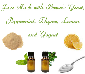 Homemade Face Mask for Oily Skin with Brewer's Yeast, Peppermint, Thyme, Lemon and Yogurt